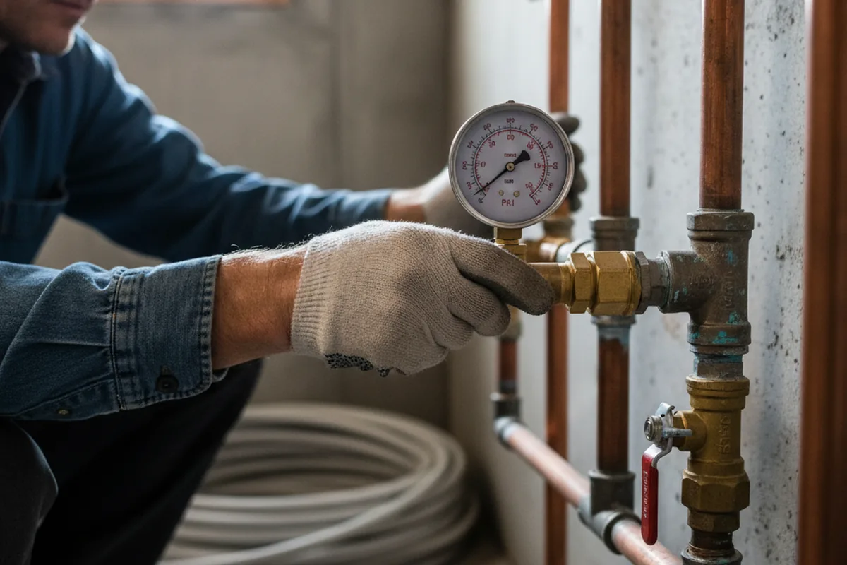 Pressure testing a repaired line during Water Line Repair in Rhome